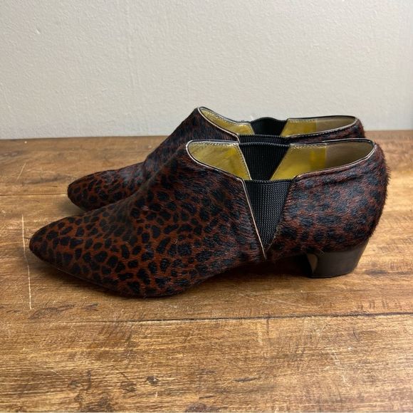 Walter Steiger booties Womens Animal Printed fur Hair Pointed Toe Brown 8.5B - Picture 4 of 11